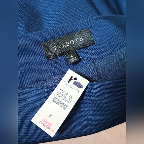 Talbots New With Tags Navy Blue Scalloped Hem Skirt Size 8 - Picture 10 of 10